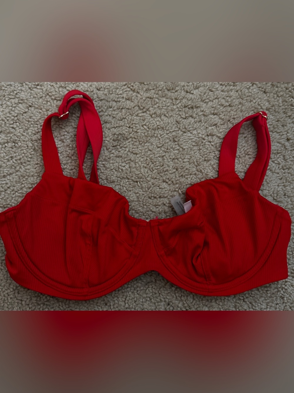 Victoria's Secret Red Ribbed Underwire Bikini Top